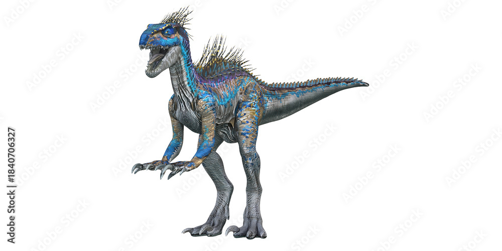 Fototapeta premium Vividly detailed dinosaur with colorful scales