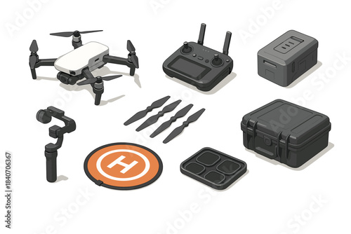 Drone equipment set with accessories and remote for aerial photography