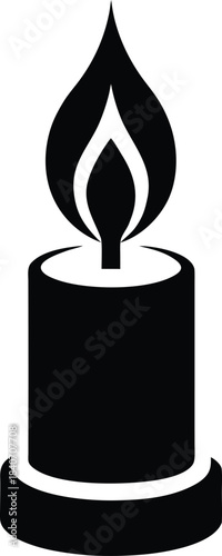 Candle flame icon wax fire flat minimalist vector design
