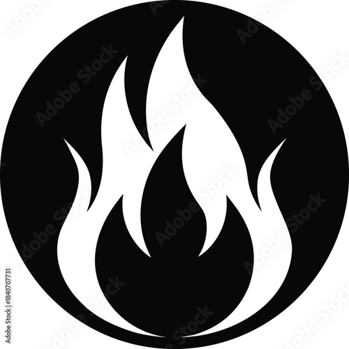 Fire flame vector icon  flat  design on white background