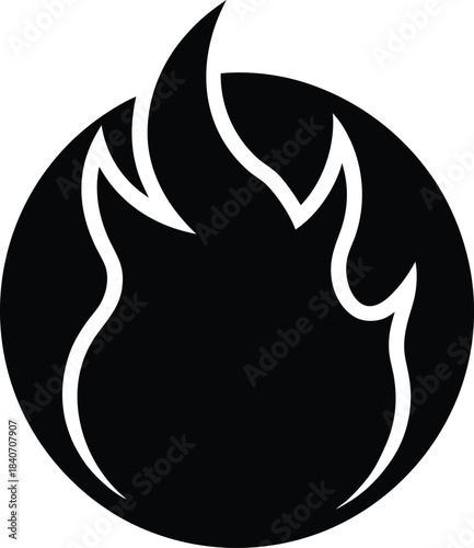 Fire flame vector icon  flat  design on white background