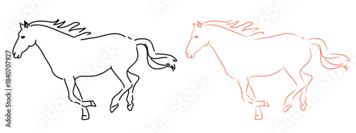 Running Horse Line Art — Minimal Outline Illustration, Editable Stroke