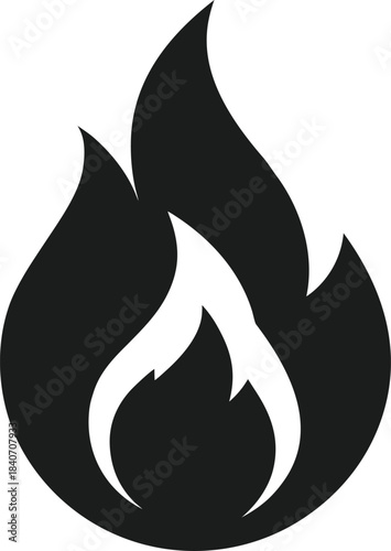 Fire flame vector icon  flat  design on white background