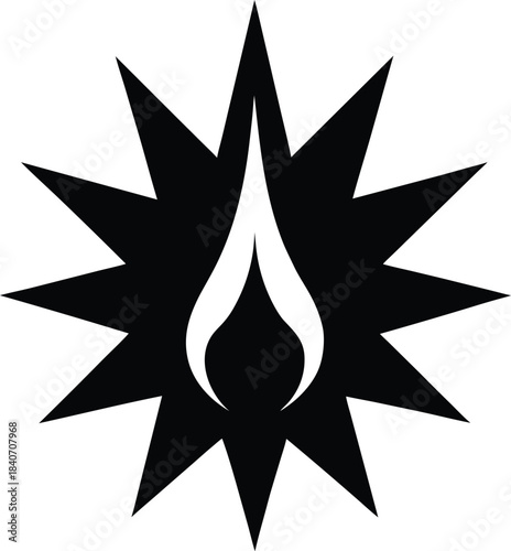 Fire star burst icon flat minimalist vector design