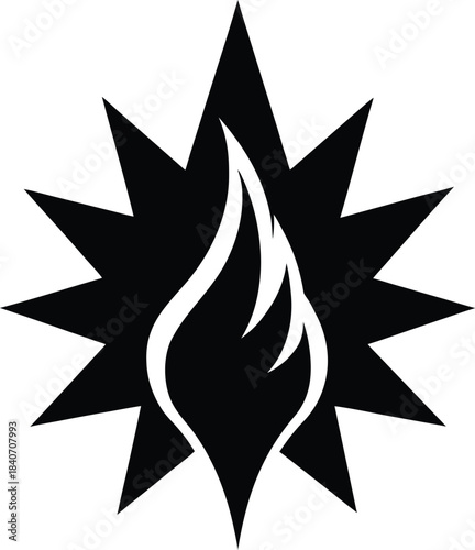 Fire star burst icon flat minimalist vector design