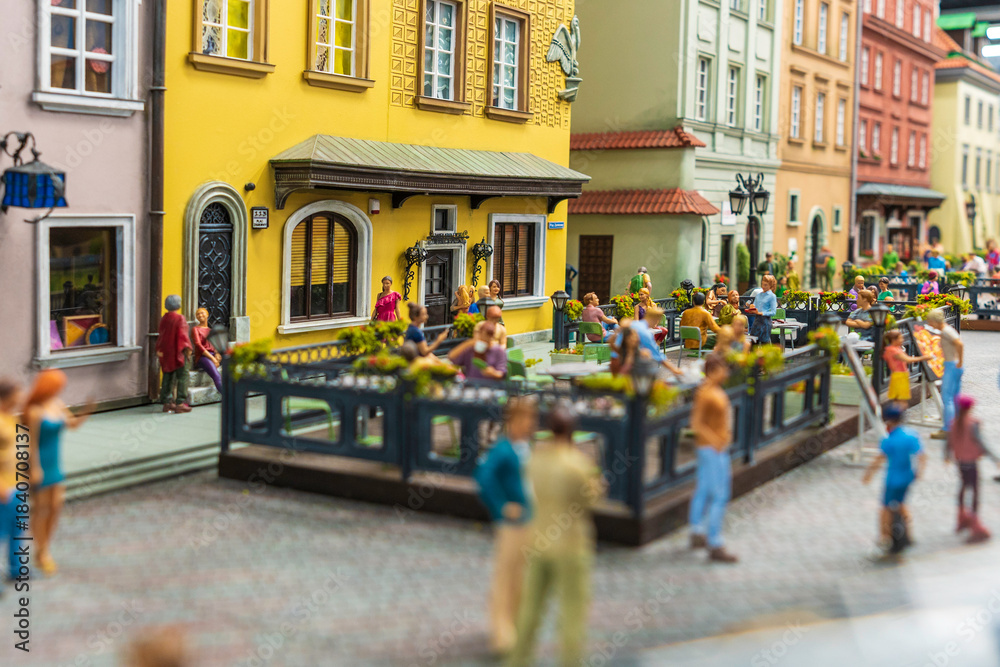 Obraz premium Makieta miniaturowe miasto Warszawa w miejscu 