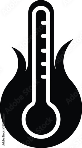 Thermometer flame icon high heat flat minimalist vector design