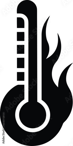 Thermometer flame icon high heat flat minimalist vector design
