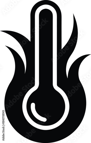 Thermometer flame icon high heat flat minimalist vector design