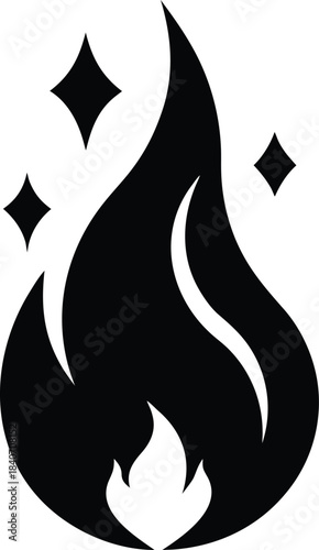 Fire flame vector icon  flat  design on white background