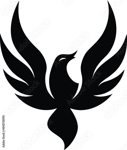 Phoenix flame icon rising bird flat minimalist vector design