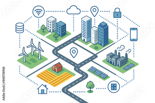 Smart city infrastructure with renewable energy and technology integration