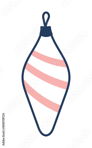 Christmas ornament, tree decoration, bauble isolated on transparent. Hand drawn line art vector illustration. Traditional holiday, Xmas, New Year, seasonal design element, clip art