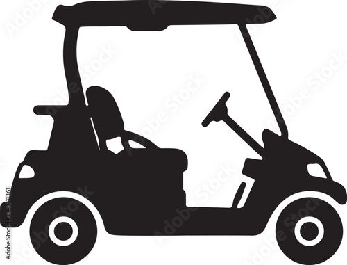 Golf cart vehicle silhouette icon graphic design, isolated vector illustration for sports, leisure, transportation needs