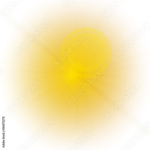 Abstract golden yellow light burst emanating from the center against a dark black background creating a luminous glow effect