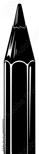 A black and white illustration of a stylized pencil, black, crayon, eraser, icon, illustration, package, pen, pencil, against transparent background
