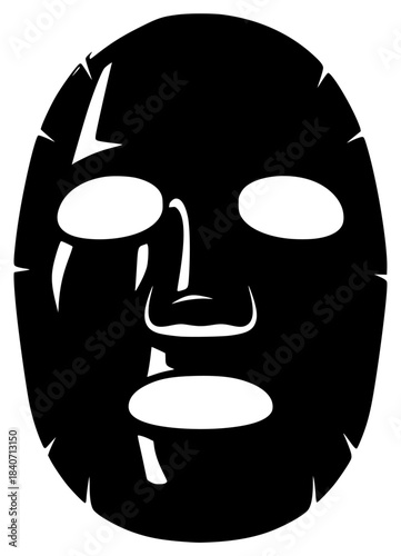 A black and white silhouette of a face mask, black, face, illustration, mask, against transparent background
