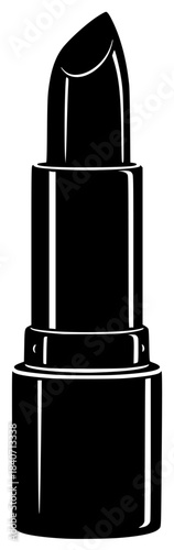 A black and white illustration of a lipstick, black, cosmetic, footstall, icon, illustration, lipstick, peak, against transparent background