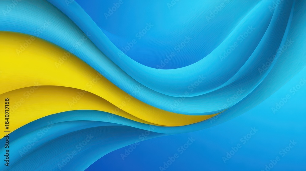 Obraz premium Wavy Banner of Ukraine: Vibrant Blue Poster with a Curly Flag Design and Bright Gradient