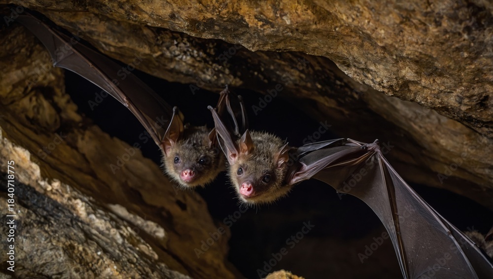 Fototapeta premium Close-up of bats in a cave