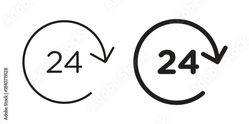 24 Hrs icons vector Collection Clipart Pack. icon with editable line stroke