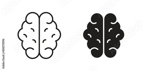 AI brain icons vector Collection Clipart Pack. icon with editable line stroke