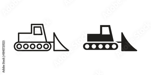 Bulldozer icons vector Collection Clipart Pack. icon with editable line stroke