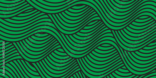 farm green banner, organic abstract background with fields. wavy green lines, natural organic products. ecology background. striped farmer green Pattern. eps 10