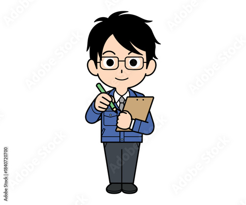 メモする営業マンの男性