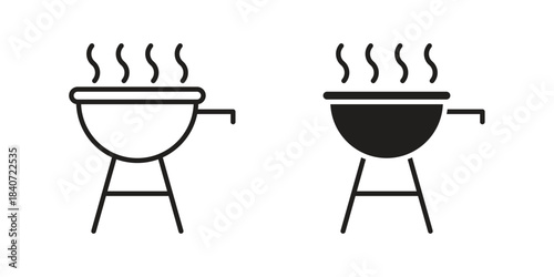 Grill icons vector Collection Clipart Pack. icon with editable line stroke