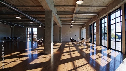 Wallpaper Mural This stylish video features a modern, spacious interior with large windows allowing sunlight to flood in. The sleek design and wooden floors create a warm, inviting atmosphere, perfect for creativity  Torontodigital.ca