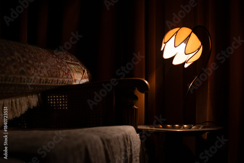 Antique sofa and lamp
