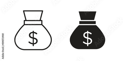 Money bag icons vector Collection Clipart Pack. icon with editable line stroke