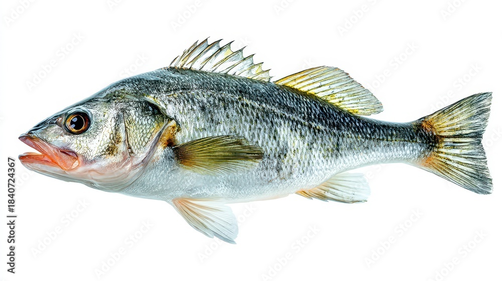 Obraz premium Seabass Fish on a Pristine White Background - Fresh Seafood for Cooking and Eating