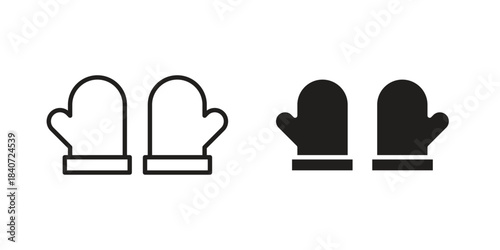 Oven mitt icons vector Collection Clipart Pack. icon with editable line stroke