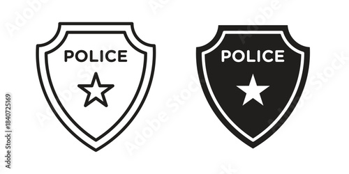 Police badge icons vector Collection Clipart Pack. icon with editable line stroke