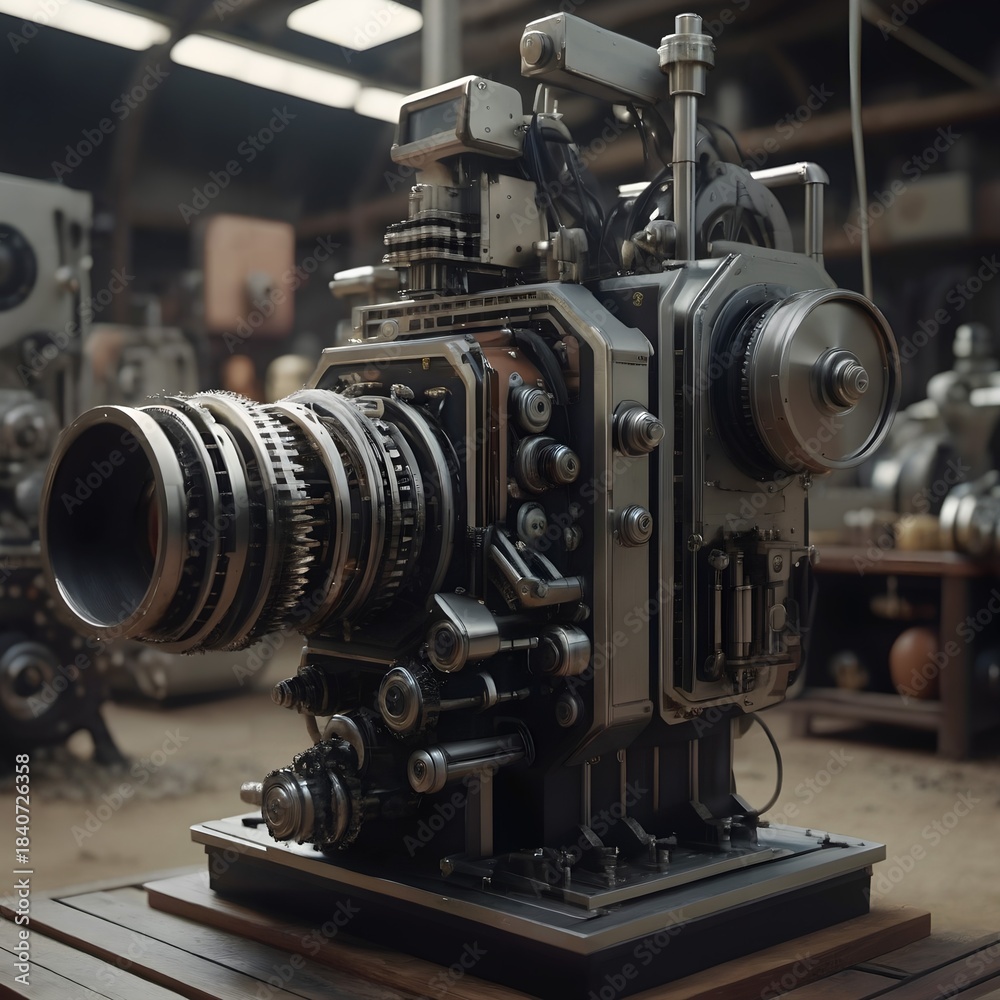 Fototapeta premium Intricate Mechanical Engine in Workshop