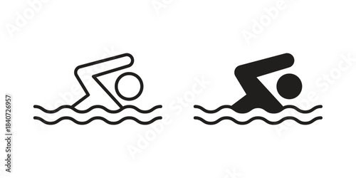 Swimming icons vector Collection Clipart Pack. icon with editable line stroke