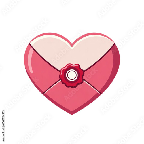 Pink heart shaped envelope with red wax seal for love letters and romantic correspondence