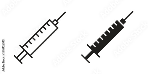 Syringe injection icons vector Collection Clipart Pack. icon with editable line stroke