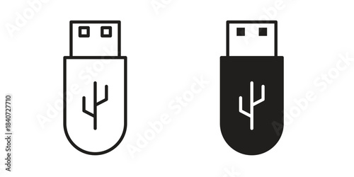USB icons vector Collection Clipart Pack. icon with editable line stroke
