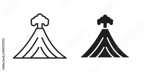 Volcano icons vector Collection Clipart Pack. icon with editable line stroke
