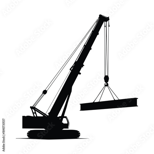 Crane silhouette lifting beam Vector, illustration