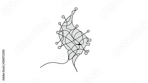 Intricate spider web with dew drops on threads, natural outdoor scene with arachnid habitat, detailed black and white line art