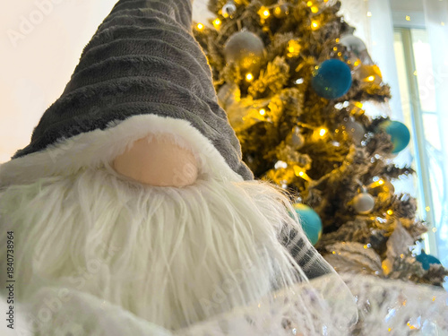 Holiday Gnome with Christmas Tree Decorations