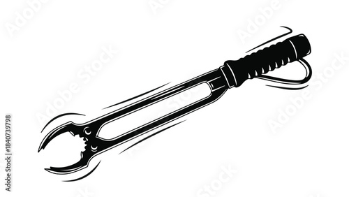 Adjustable wrench tool with motion blur effect on white background for repair maintenance concept