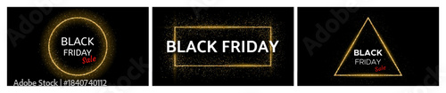 Black Friday inscription on gold glitter frame