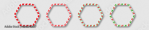 Set of Christmas candy cane frames