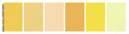 Set of yellow legal pad pages with lined or grid designs