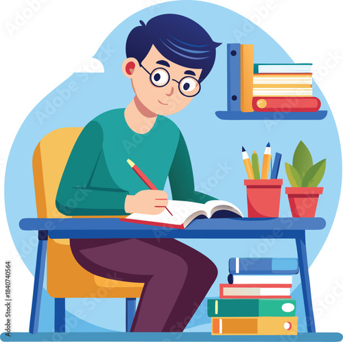 Abstract geometric composition with vibrant color elements and typography